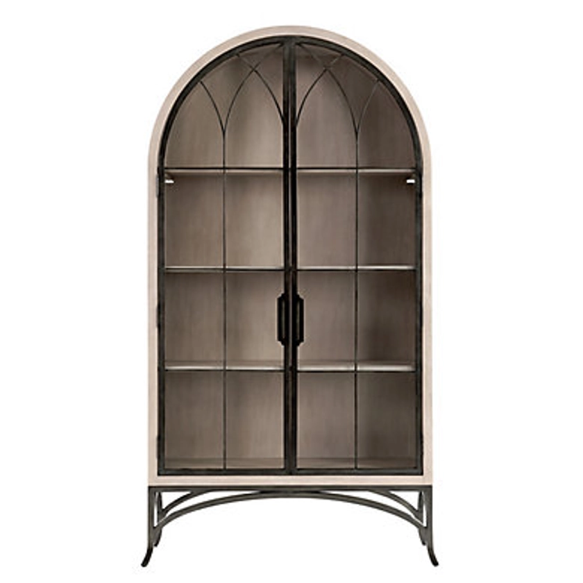 Aris Glass Door Cabinet with Bronze Frame & Adjustable Shelves