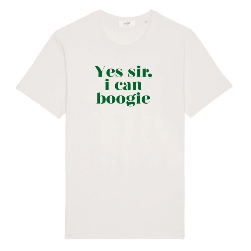 Yes Sir I Can Boogie Oversized Retro Slogan T-Shirt - Vintage White