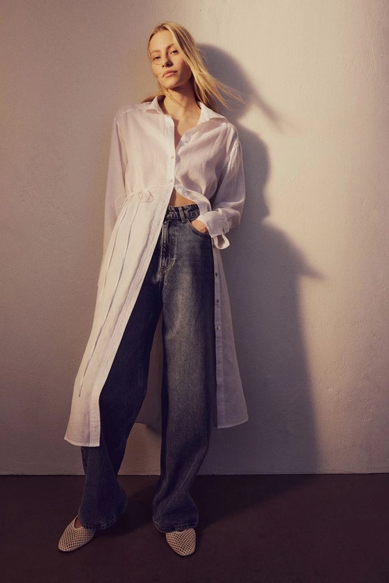 Linen shirt dress - White - Ladies | H&M IE