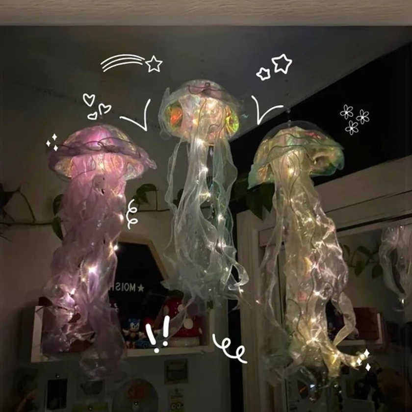 Aesthetic LED Jellyfish Lamp - Bedroom Night Lamp, Bedroom Night Light, Room And Home Decoration, Jellyfish Decor, Boho, Fantasy Nightlight