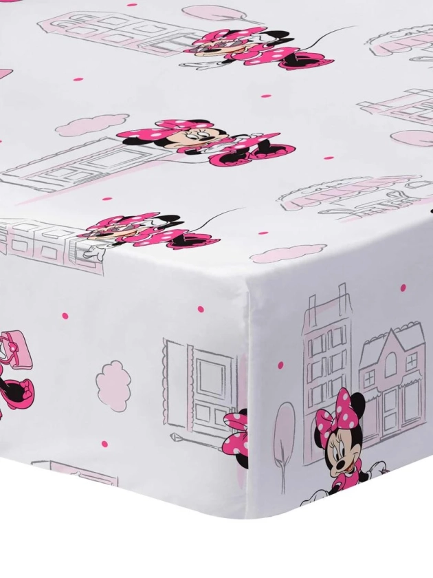 Drap-housse imprimé 100% coton, DISNEY HOME MINNIE SHOPPING