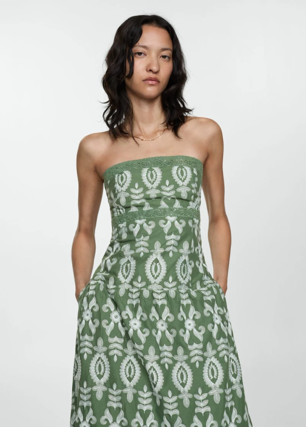 Strapless printed dress - Women | Mango United Kingdom