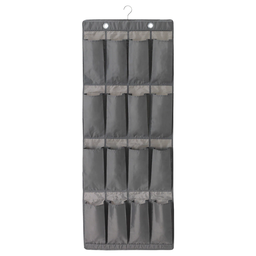 SKUBB hanging shoe organiser w 16 pockets, dark grey - IKEA