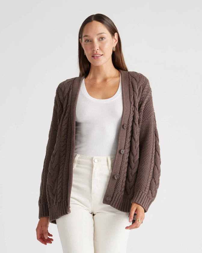 100% Organic Cotton Oversized Cable Cardigan 