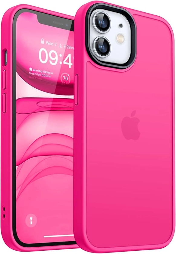 CANSHN Coque Mat pour iPhone 11 [Bords Carrés] [Toucher Doux et Soyeux] Coque de Protection Antichoc Translucide pour iPhone 11 6.1 Pouces - Rose Vif : Amazon.fr: High-Tech