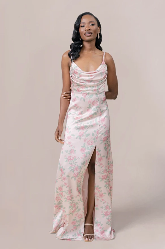 Ember Satin Floral Print Dress