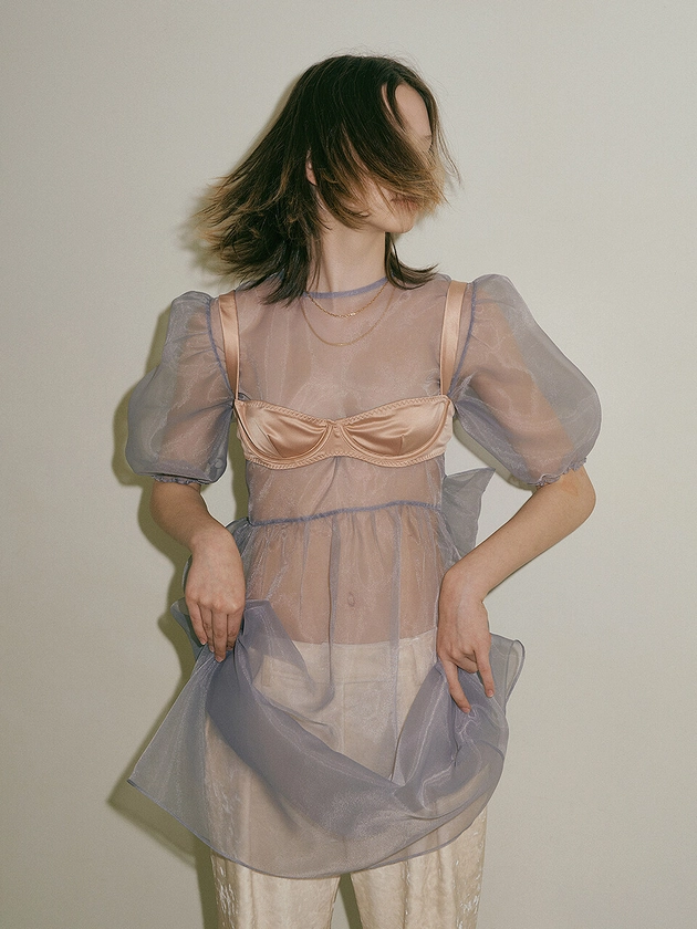 [Slip Dress Set] Organza Layer Dress