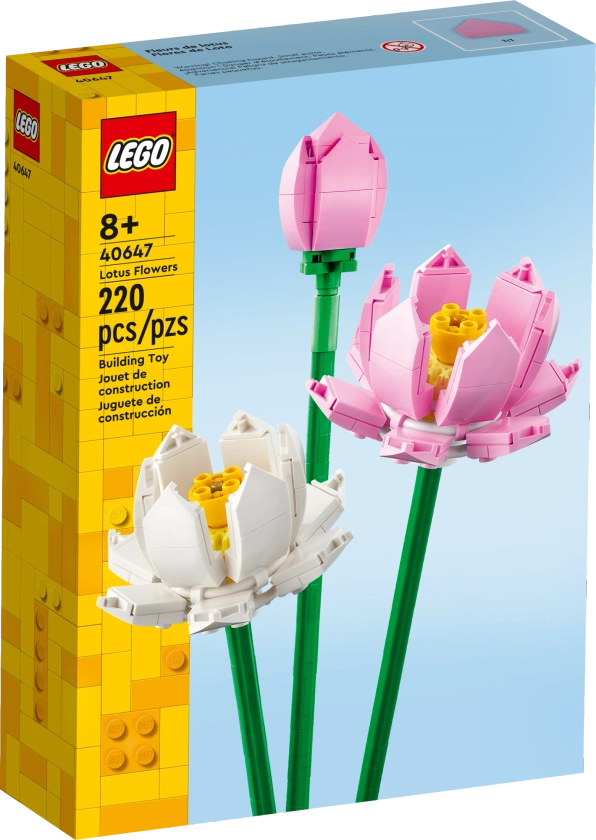 LEGO Lotus Flowers Building Kit, Artificial Flowers for Decoration, Family Gift Idea, Aesthetic Room Décor for Kids, Building Toy for Girls and Boys Ages 8 and Up, 40647