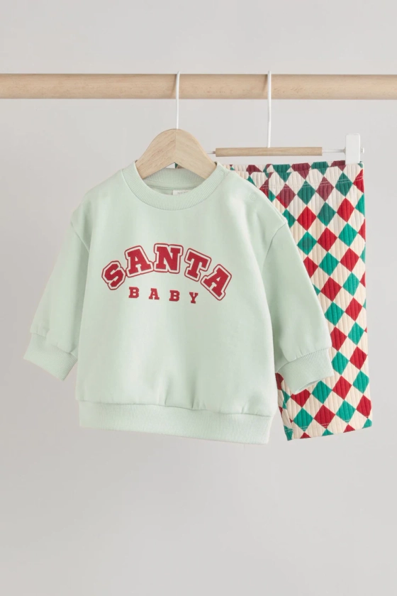 Buy Bright Santa Baby Christmas Cosy Sweatshirt and Joggers Set (0mths-2yrs) from the Next UK online shop