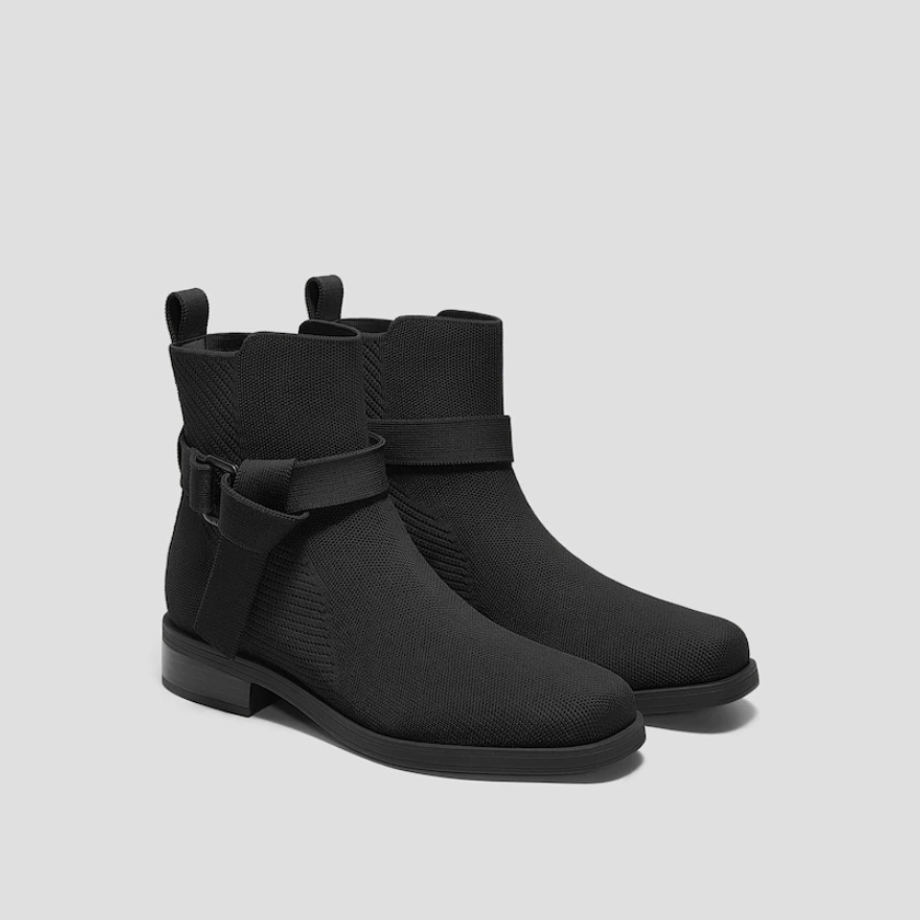 Square-Toe Ankle Biker Boots (Cailyn), Black, EU35.5 | VIVAIA