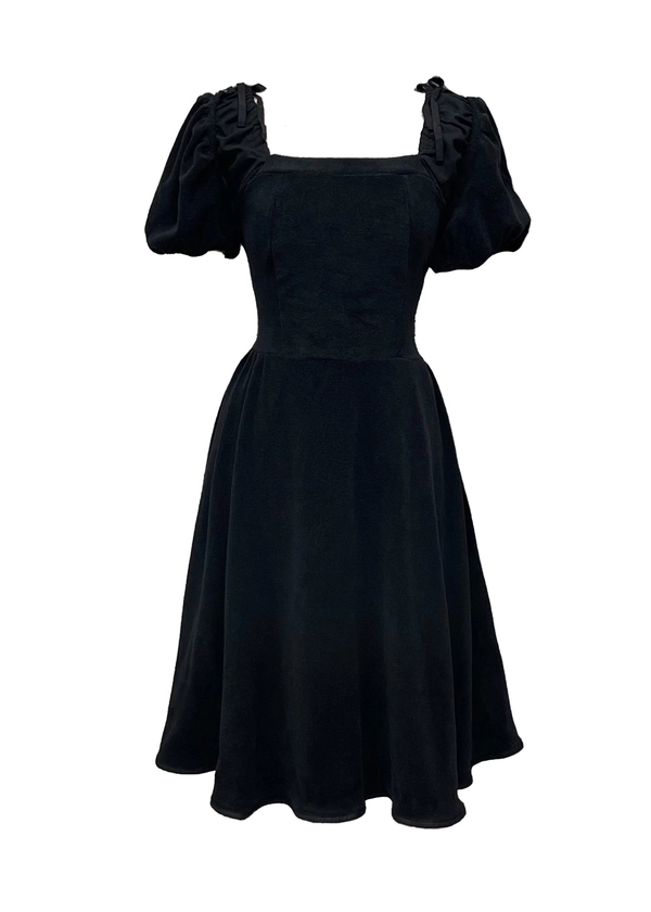 All-day towel long dress(Black) - mimi monde