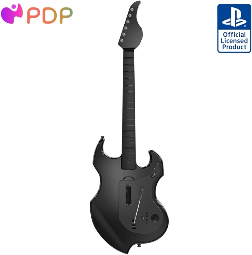 PDP RIFFMASTER Wireless Guitar Controller for PlayStation 5 and PlayStation 4, PS5/PS4, Rock Band 4, Fortnite Festival, Audio Jack, Rechargeable Battery, Officially Licensed by Sony - Black