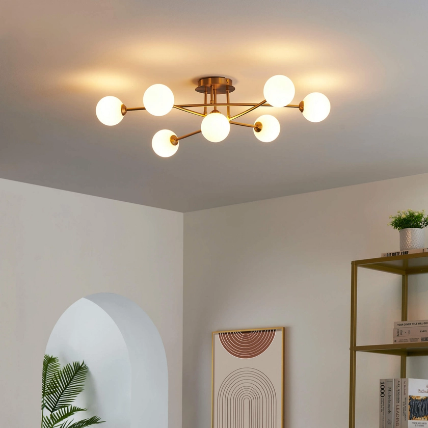 Modern ceiling lamp with multiple arms and glass spheres - Estrela