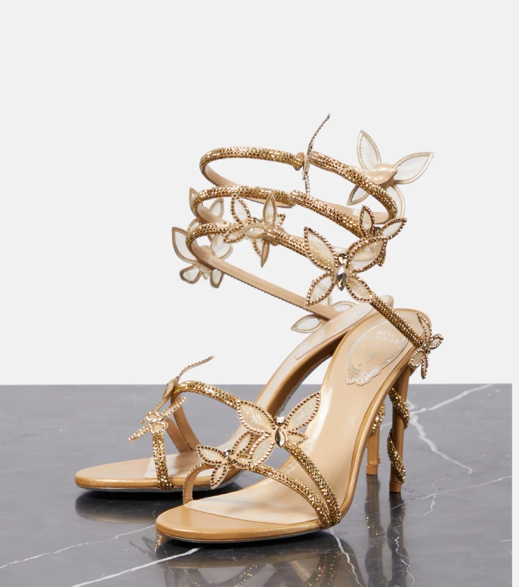 Butterflies crystal-embellished high sandals in gold - Rene Caovilla | Mytheresa
