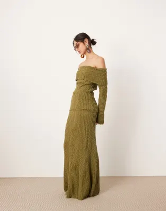 ASOS EDITION knitted full maxi skirt co-ord in green