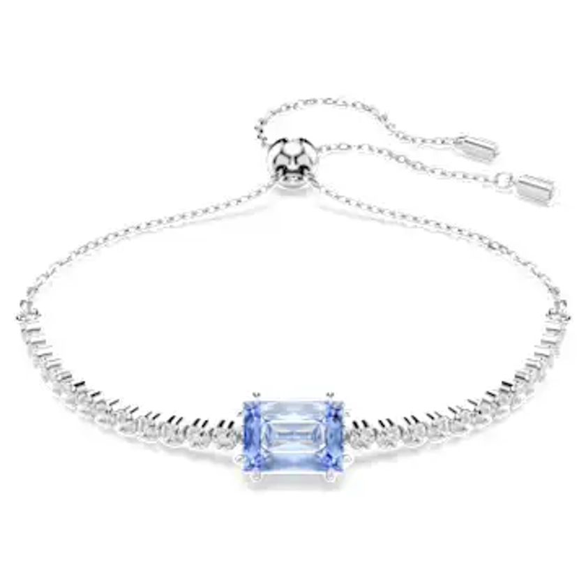 Matrix Tennis bracelet, Mixed cuts, Blue, Rhodium plated by SWAROVSKI