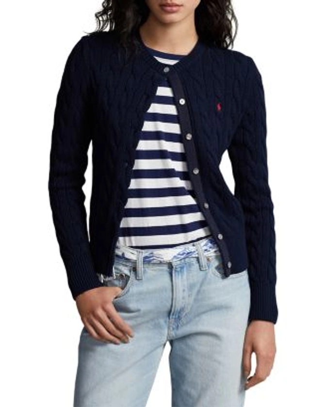 Ralph Lauren Cotton Cable Knit Cardigan Women - Bloomingdale's