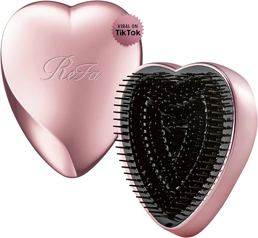 ReFa HEART BRUSH ROSE GOLD | Heart Shaped Detangling Brush for Women | Small Hair Brush for Thick Hair | Hair Detangler Hair Brush Travel Hair unbrush