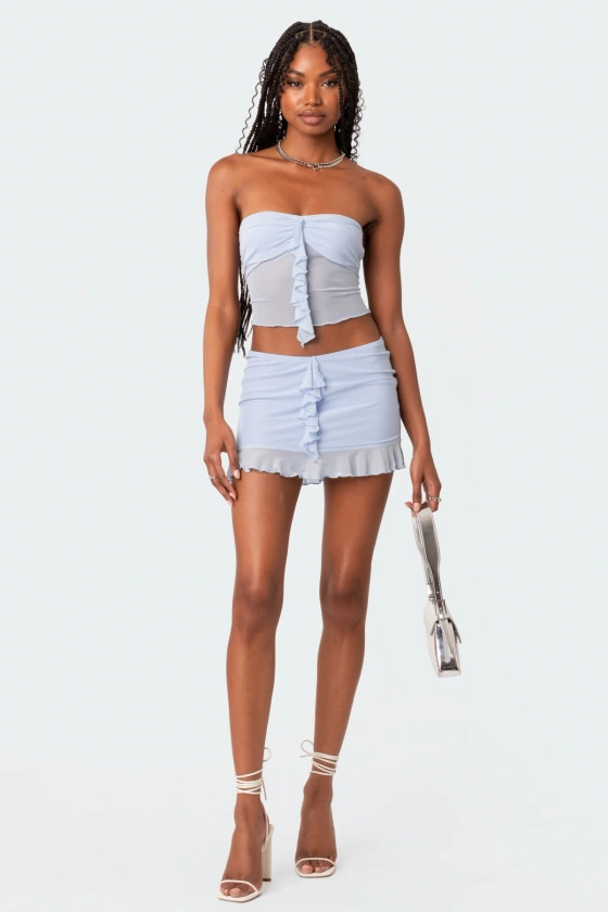 Solange Ruffle Mesh Mini Skirt