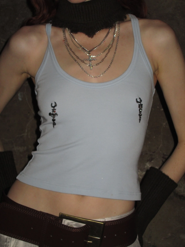 Blue Tank Top (With Cross Accessories)