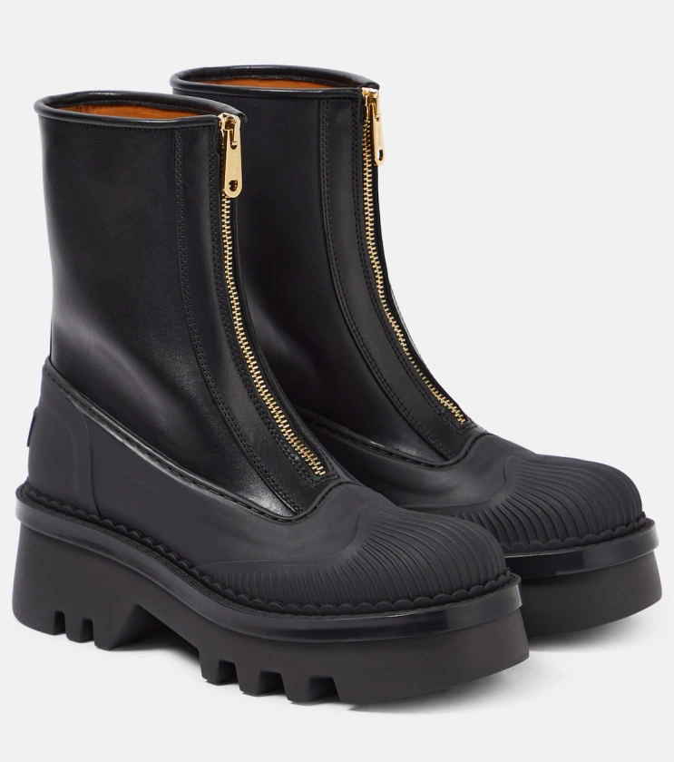 Raina leather ankle boots in black - Chloe | Mytheresa