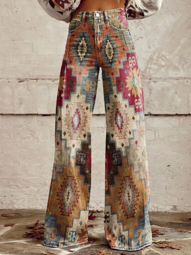 Julia™ | Pantalones de pata ancha Vintage Boho Patchwork