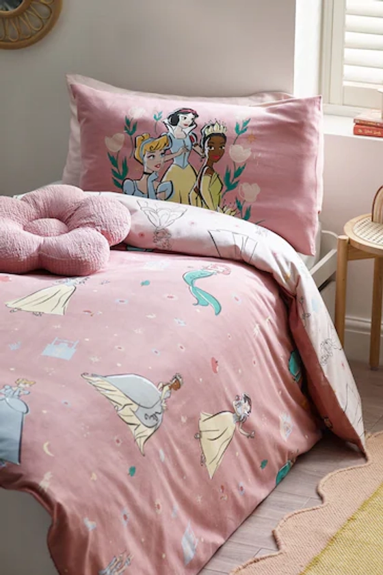 Pink Disney Princess Supersoft Brushed Cotton Duvet Cover and Pillowcase Set