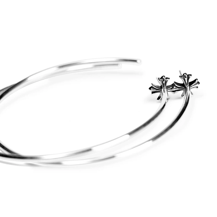 Chrome Hearts Plus Hoop Earring Silver - Chrome World JP