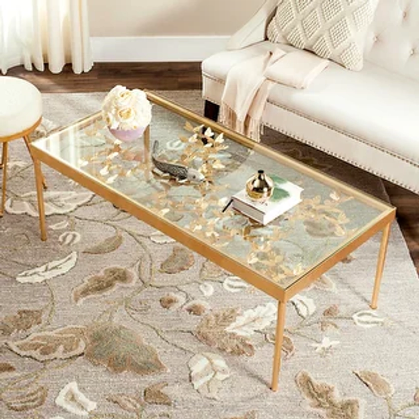 SAFAVIEH Rosalia Antique Gold Leaf Coffee Table - 48" x 24" x 17.8" - Bed Bath & Beyond - 11934936