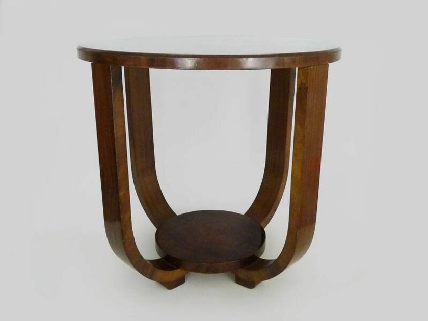 Italian Art Deco Round Coffee Table In Walnut, 1930s | Vinterior