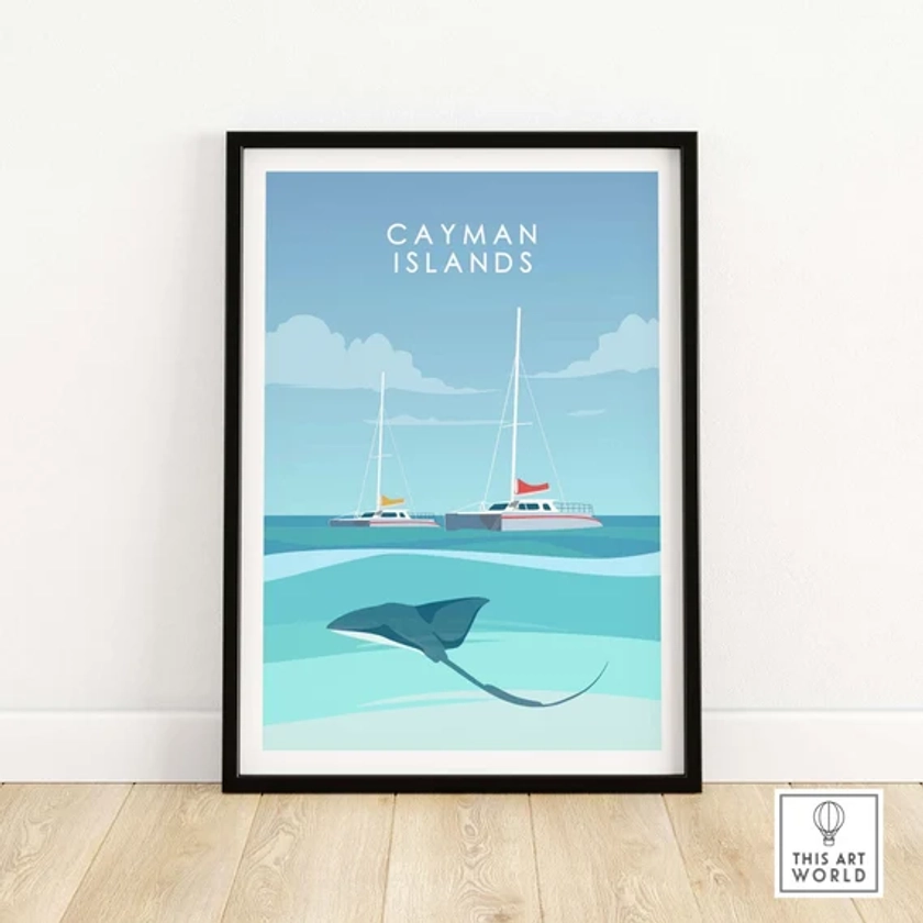 Cayman Islands Poster | Tropical Island Print | Wall Art | Travel Poster | Framed & Unframed Artwork | Gift Idea