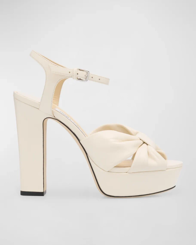 Jimmy Choo Heloise Leather Ankle-Strap Platform Sandals