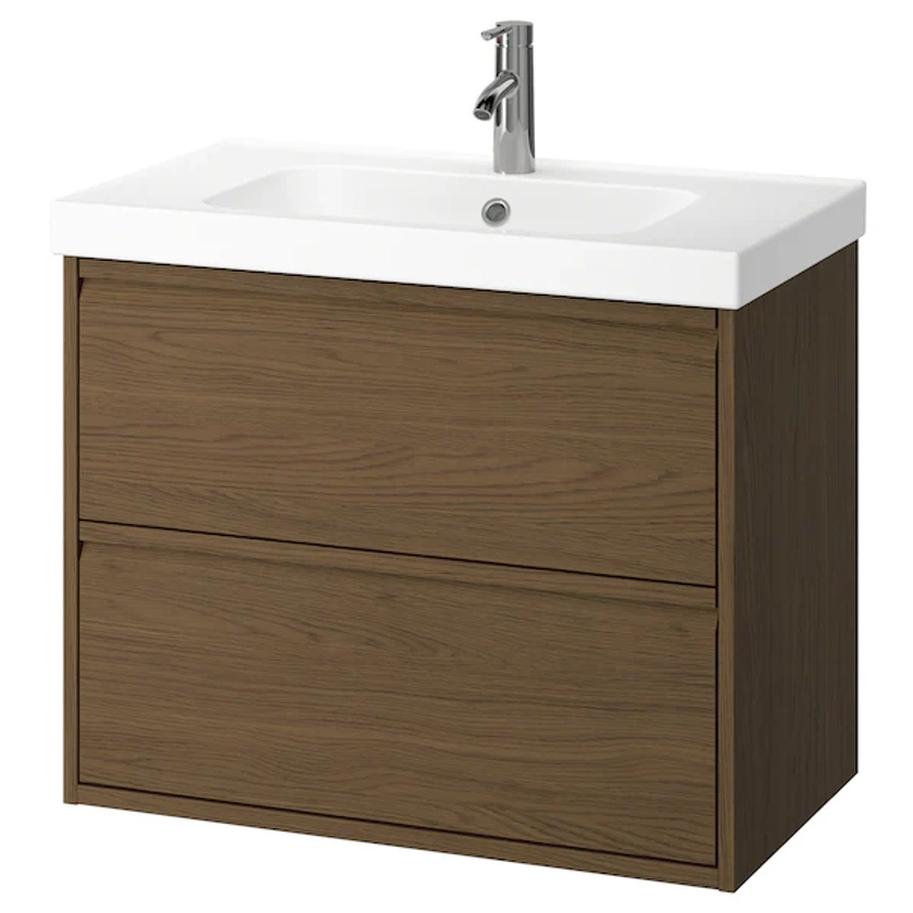 ÄNGSJÖN / ORRSJÖN meuble avec tiroirs/vasque/mitigeur, brun motif chêne, 82x49x69 cm - IKEA