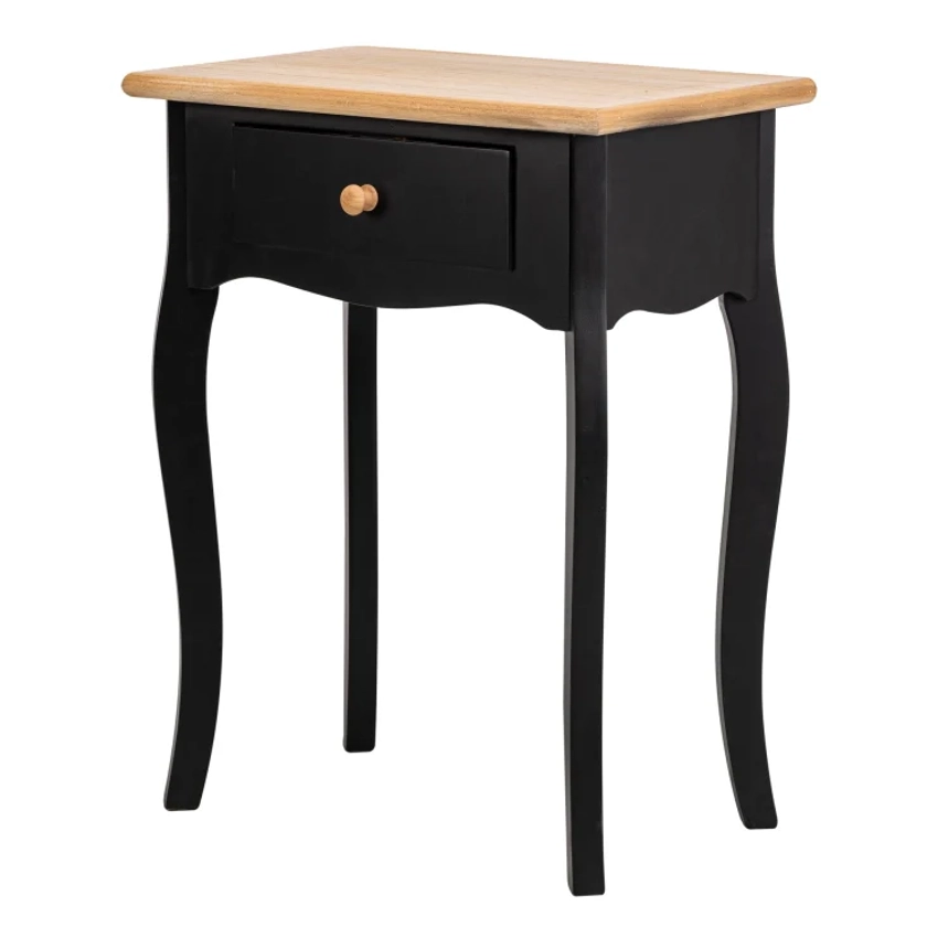 Table de chevet 1 tiroir en bois noir