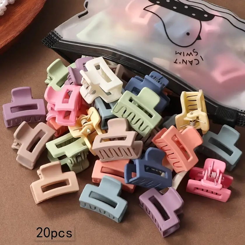 20pcs Solid Color Hair Grab Clips Trendy Hollow Out Ponytail Holders Broken Hair Finishing Clips For Women And daily use