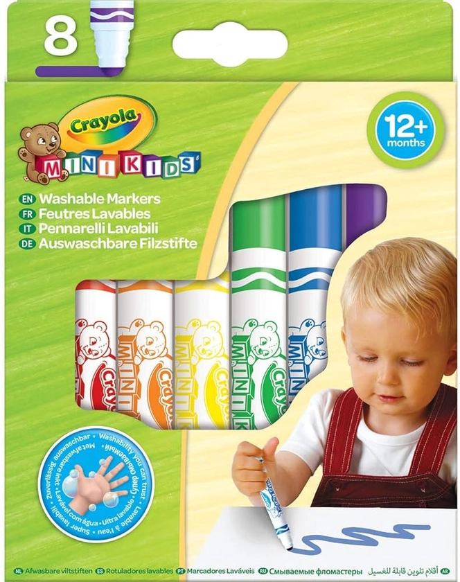 CRAYOLA Mini Kids - Loisirs Créatifs - 8 feutres lavables - dès 1 an 52311 Couleurs Assortis : Amazon.fr: Jeux et Jouets