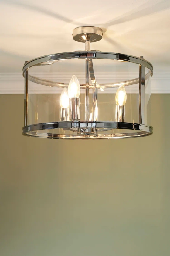 Buy Laura Ashley Chrome Harrington 3 Light Semi-Flush Ceiling Light from the Next UK online shop