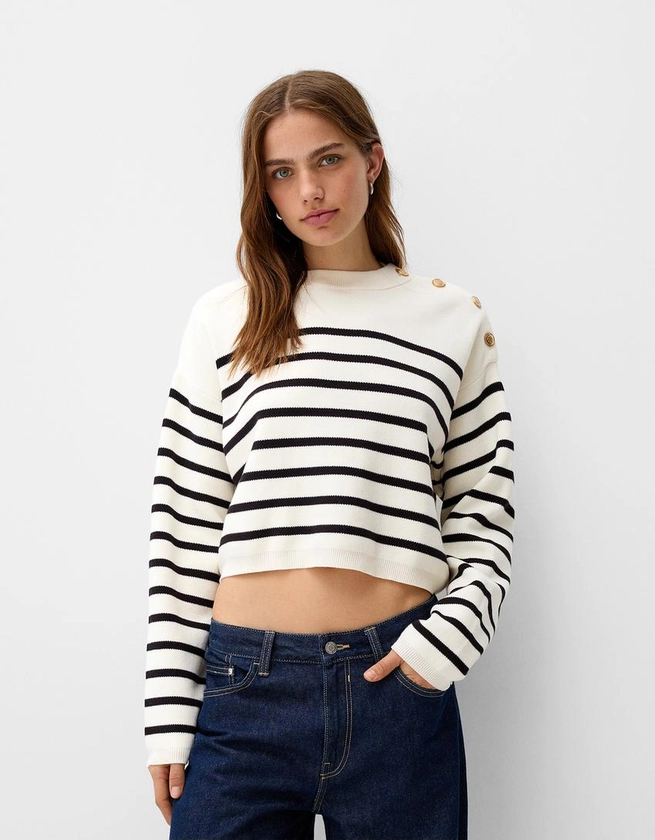 Pull col rond boutons - Pulls et gilets - Femme