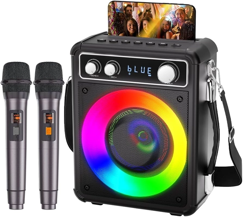 BONAOK Karaoke Machine, Sistema Karaoke Bluetooth con 2 Microfoni, Macchina Ricaricabile per il Karaoke Party, Music Box con Effetto Luci, Supporto TF USB per Home Party : Amazon.it: Strumenti Musicali