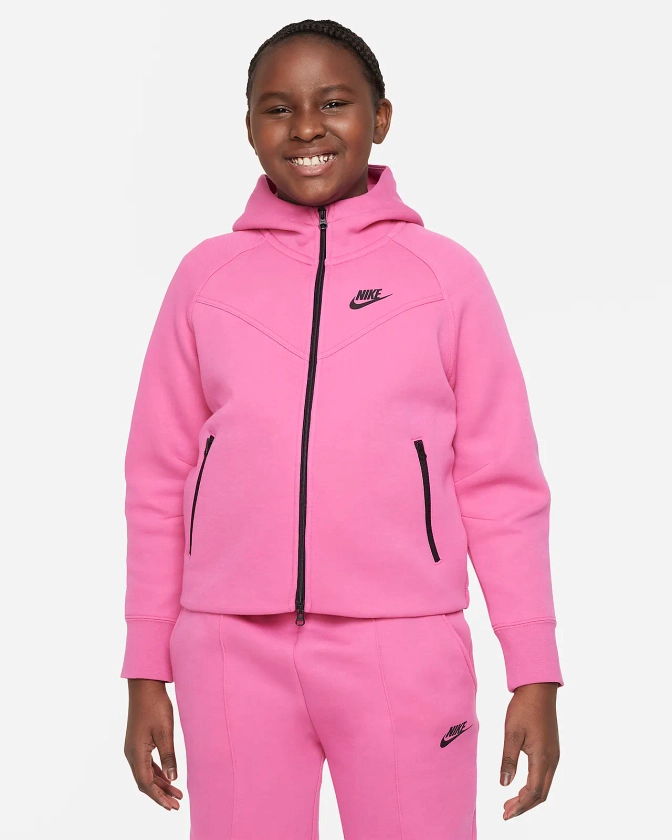 Nike Sportswear Tech Fleece Big Kids' (Girls') Full-Zip Hoodie (Extended Size). Nike.com