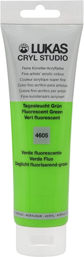 Lukas CRYL Studio Artist Acrylic Paint, Fluorescent Green, 125 ml Tube - High Pigment Acrylic Paints for Canvas Painting, Large Scale Works - Medium-Viscosity, Water