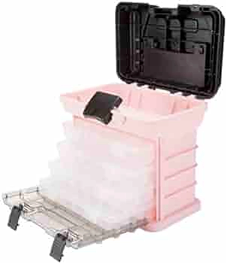 Pink Tool Box – Durable Tackle Box Organizer with 4 Compartments for Hardware, Fishing Tackle, Beads, Hair Accessories and More by Stalwart