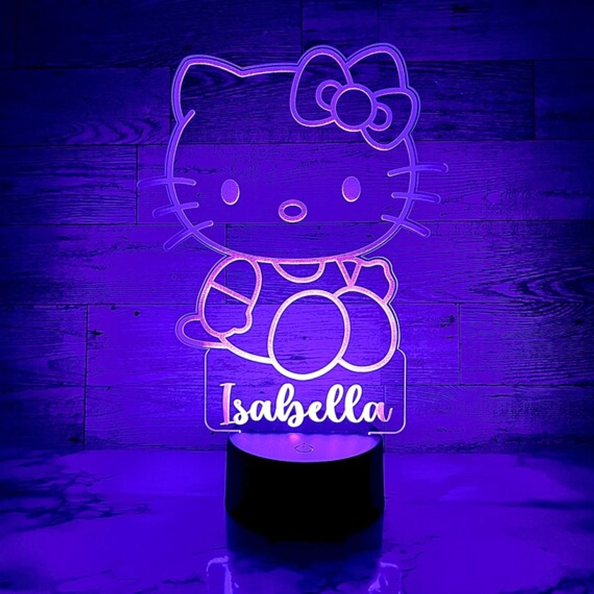 Hello Kitty 3D LED Personalized Night Light | LED Lamp, Personalized Gift, 16 Color LED Night Light Lamp, Engrave, Remote Control|