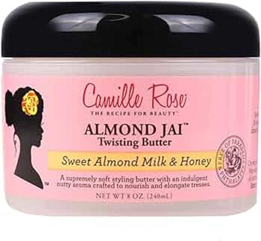 Camille Rose Almond Jai Twisting Hair Styling Butter, with Aloe and Honey, to Soften Smooth and Moisturize, for All Hair Types, 8 oz