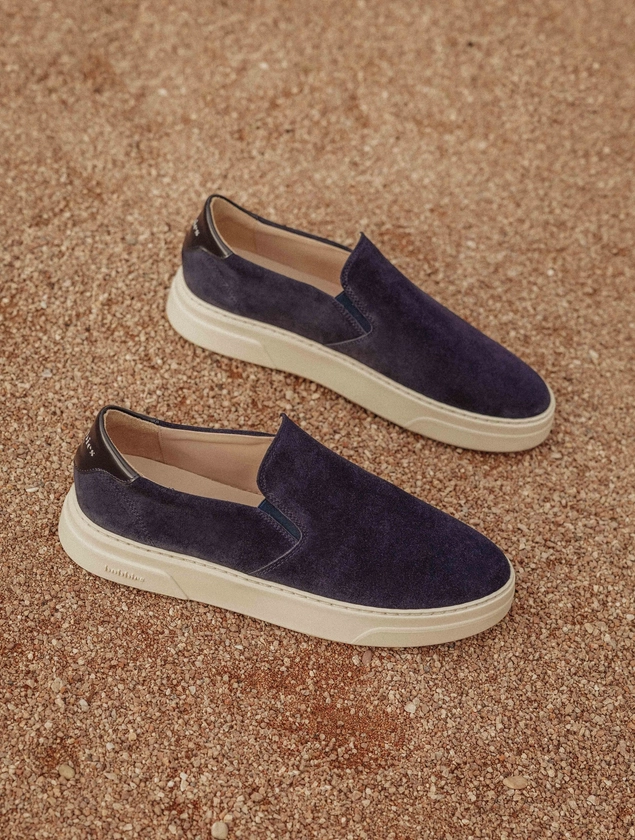 Sacha Bleu Marine - Baskets slip-on sneakers en cuir suédé bleu marine