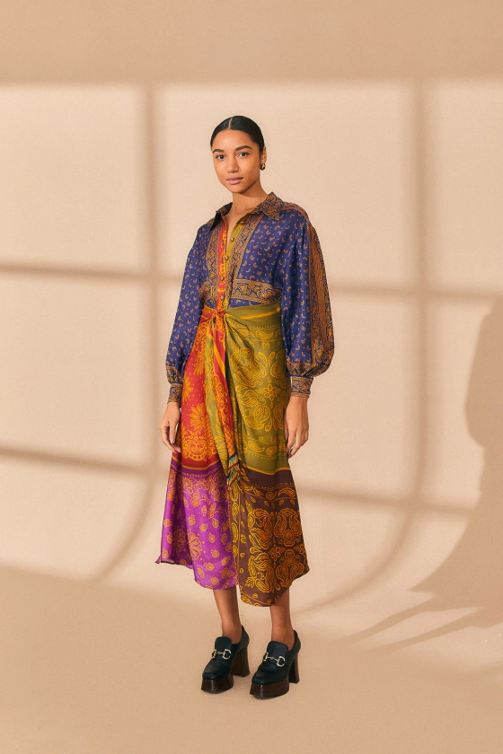 Multicolor Bandana Dream Midi Shirtdress