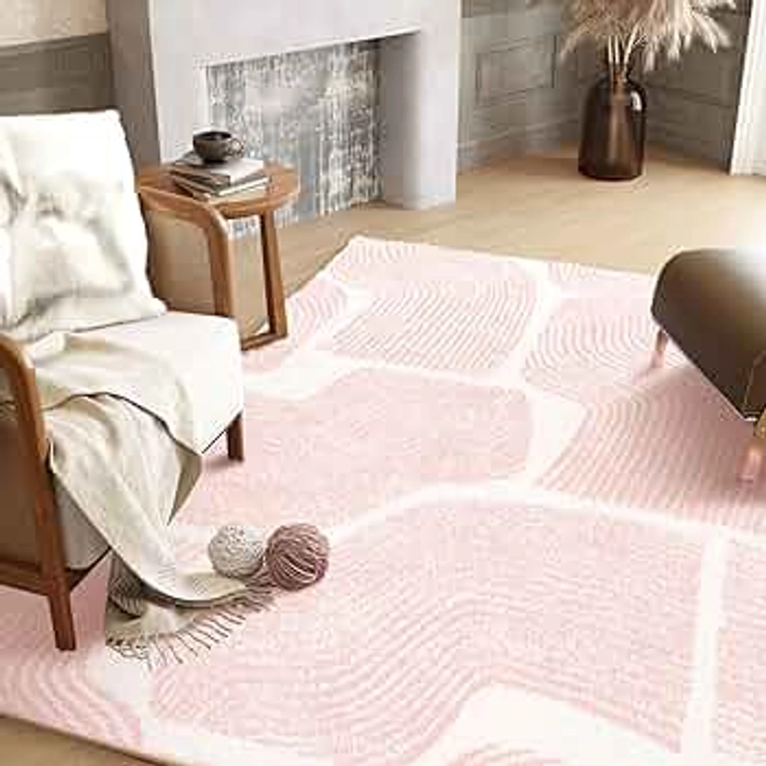 Zen Garden Area Rug - Ultra Soft Area Rug 3x5, Non Slip, Stain Resistant Living Room Rug, Washable Area Rugs for Living Room, Rugs for Bedroom (Pink, 3x5)