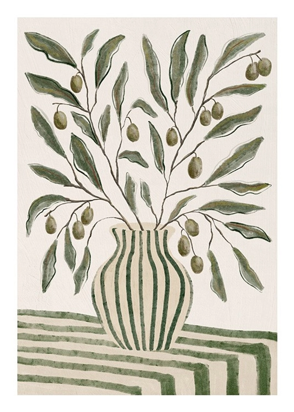 Olive Branches in Vase Affiche