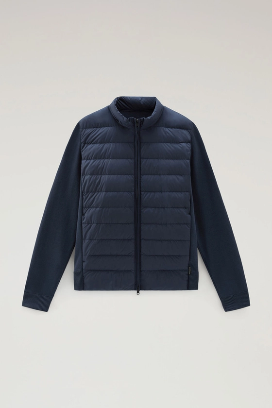 Men's Sundance Hybrid Bomber Jacket in Microfibre and Cotton Knit blue | Woolrich NO