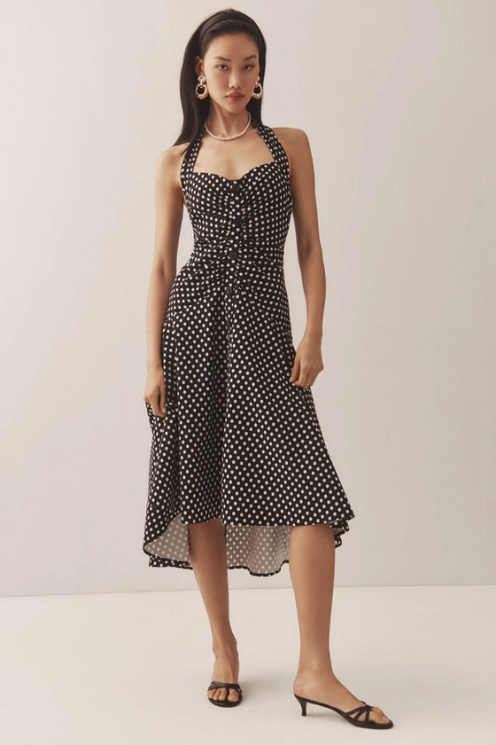 Halter Ruched Midi Dress | Nuuly